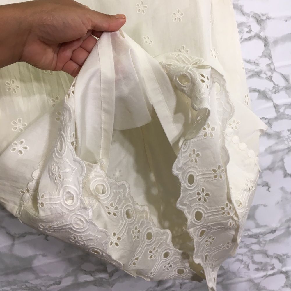 NWT J. Crew Ivory Eyelet Dress Sleeveless Sheath Scalloped Hem Summer Women's 00 - Picture 7 of 15